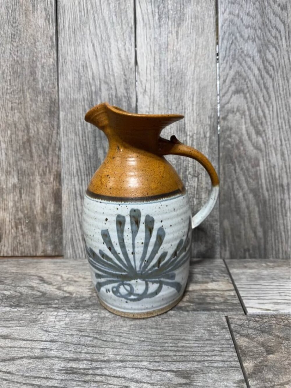 Emerson Creek Pottery Pitcher hand painted Pitcher Vase Decor Repaired 10.5" - Picture 4 of 5